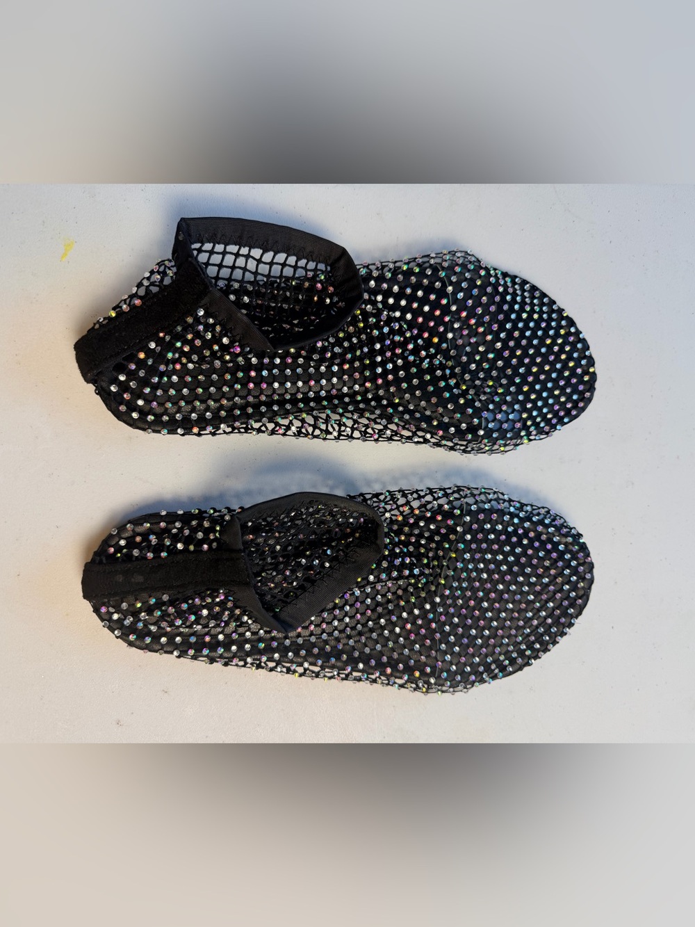 Black Mesh Slip-On Shoes Iridescent Stones Never Worn -Match Shirt Available